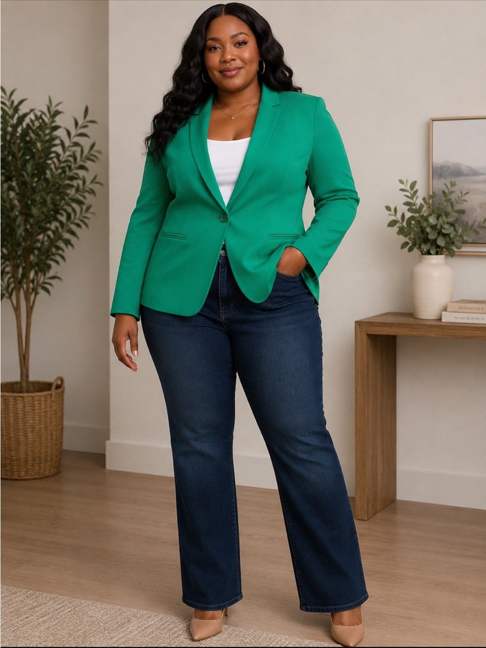 Black Label Emerald Green Single-Button Blazer